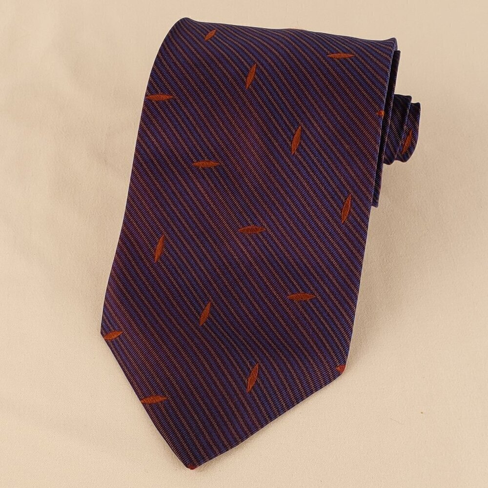 Calvin Klein Blue with Copper Color Accent Mens Silk Tie 3.75" x 58"
